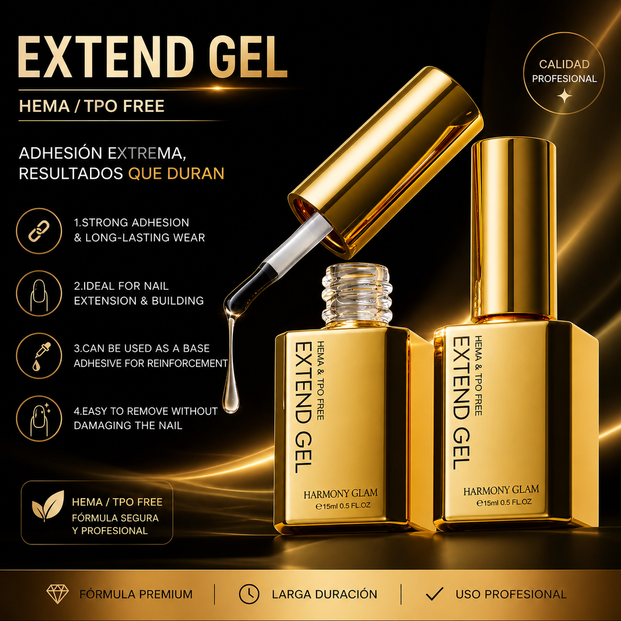 Extend Gel Hema Free TPO Free - pega de gel tips / gel polish