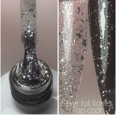 Foil flakes silver top coat / gel polish