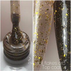 Top coat foil flakes gold / gel polish