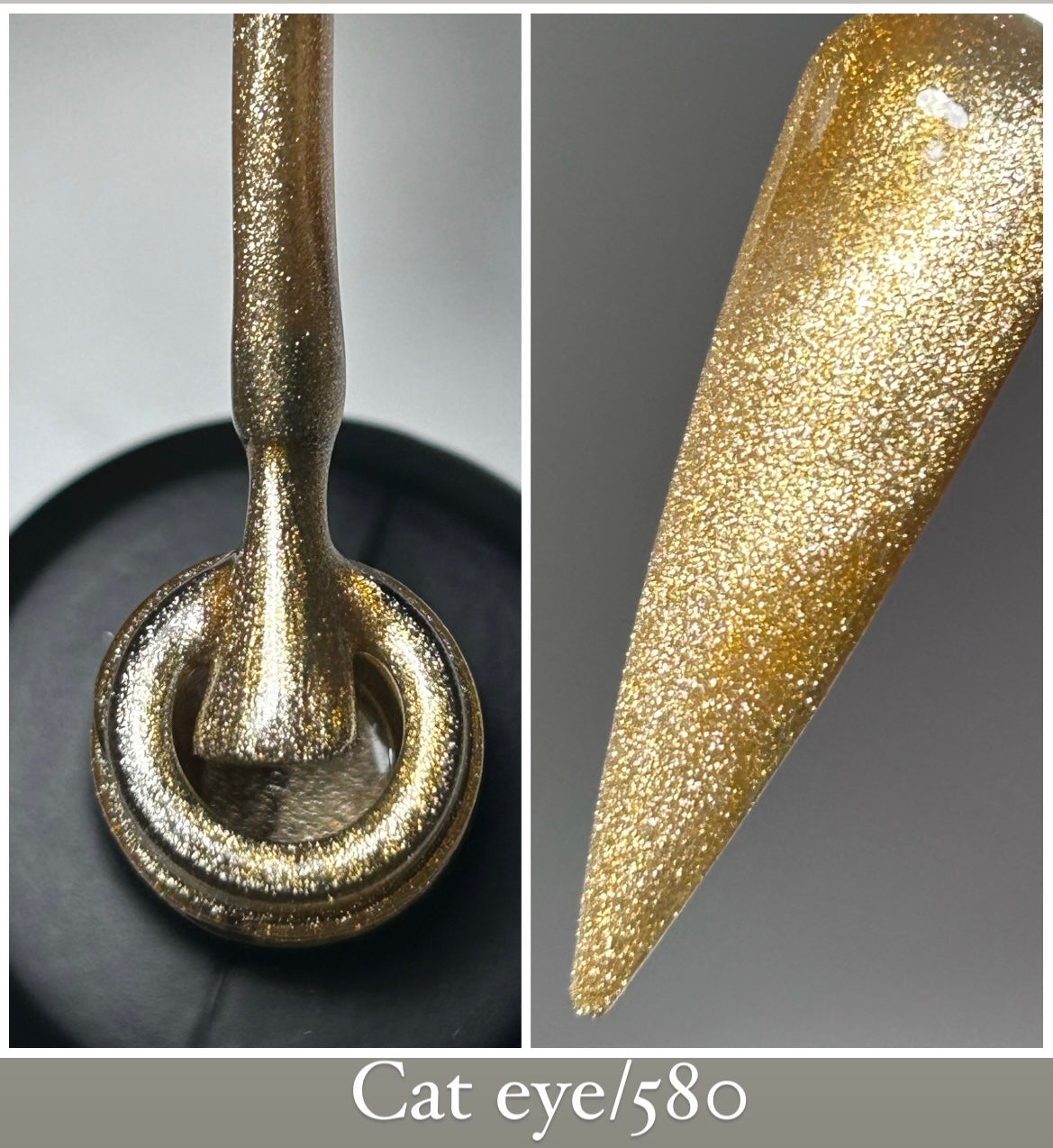 Cat eye - Gold and silver / gel polish